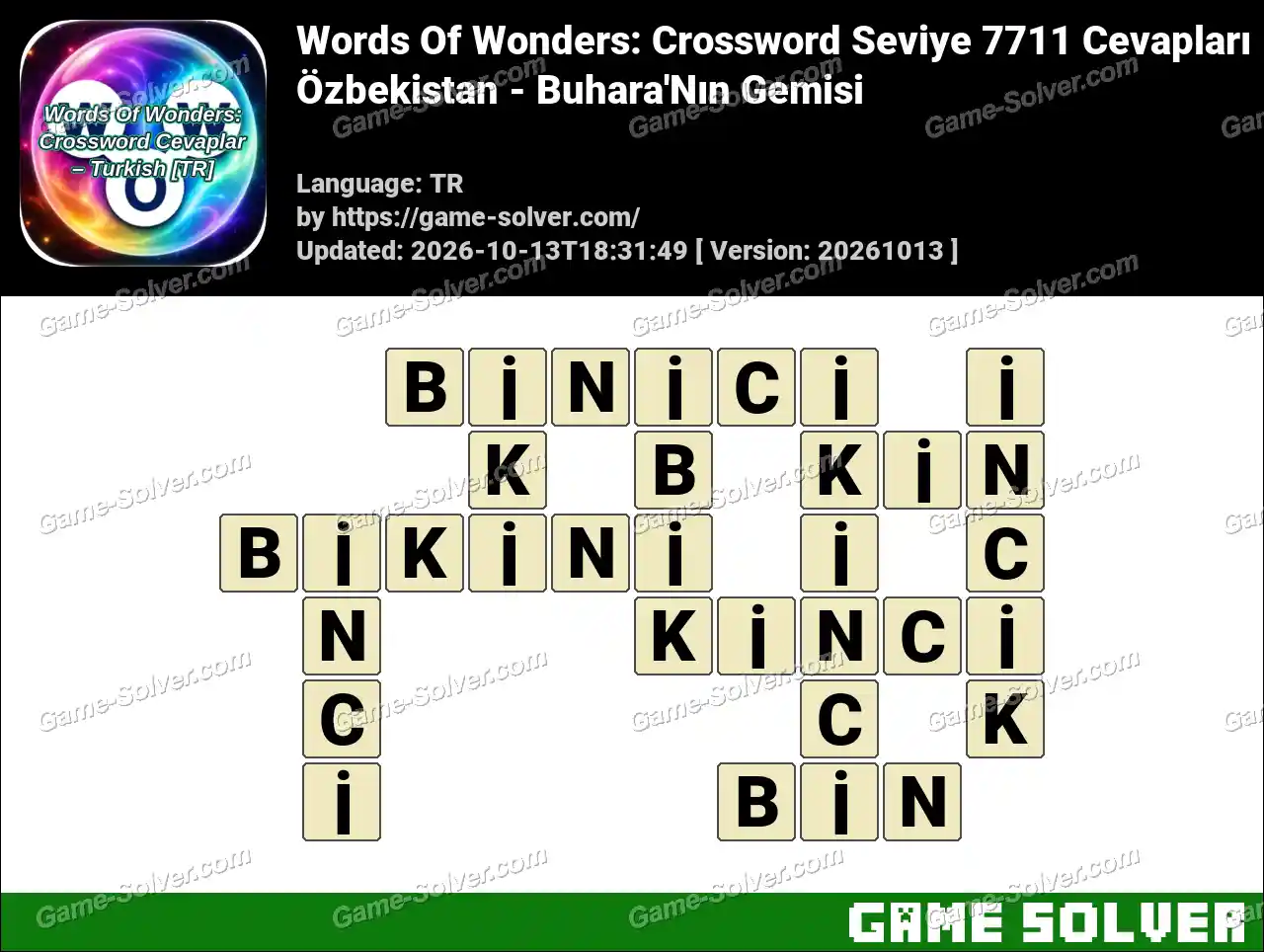 Words Of Wonders: Crossword Seviye 7711 Cevapları – Özbekistan – Buhara’Nın Gemisi